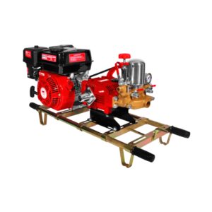 BOMBA FUMIGADORA ESTACIONARIA GASOLINA 7HP 46L/MIN 580PSI x 1 ROLLO MANGUERA x 100M P.CROMADOS RET.MANUAL